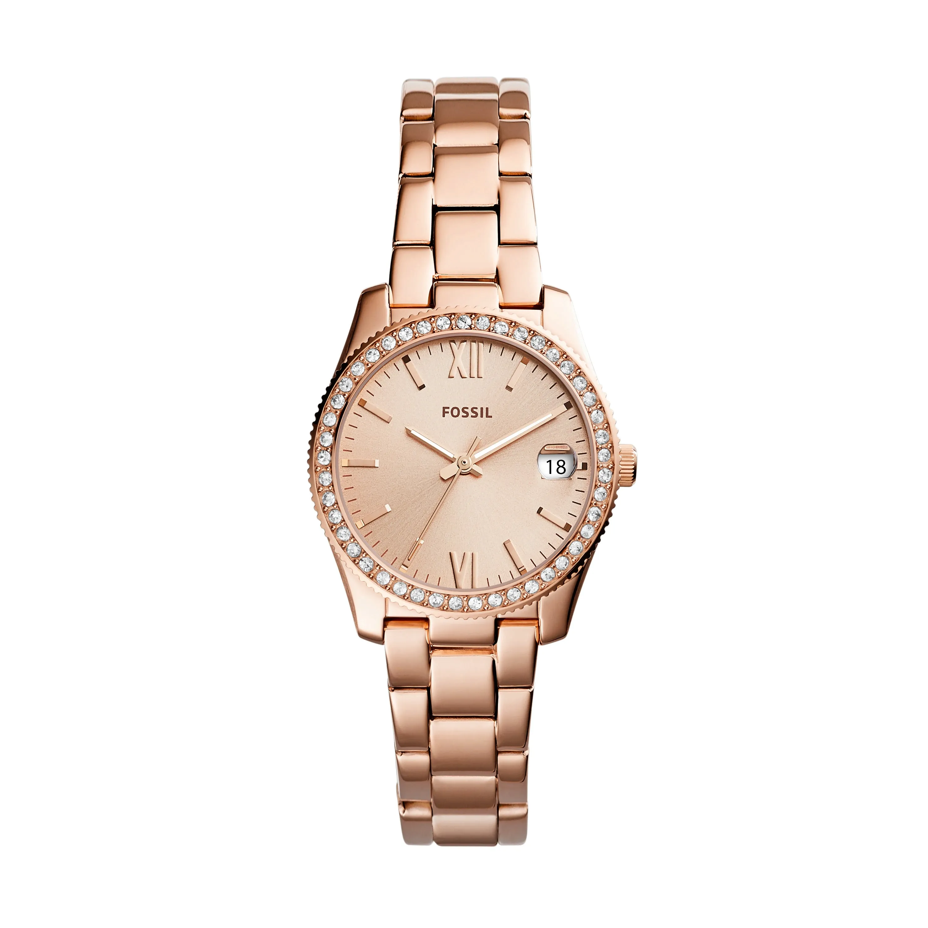 Scarlette Mini Three-Hand Date Rose Gold-Tone Stainless Steel Watch