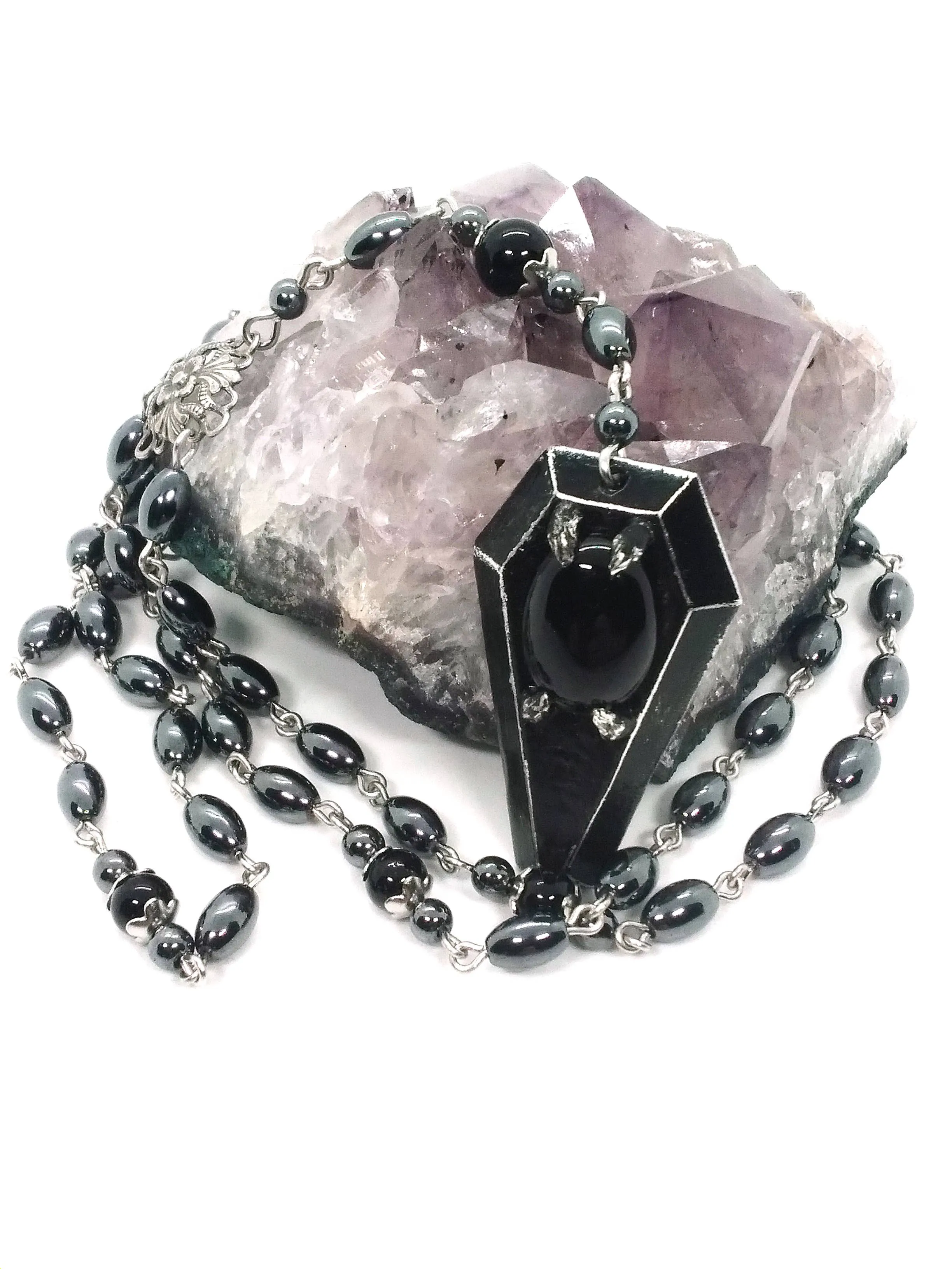 Shadowed Solace: Coffin Rosary with Onyx