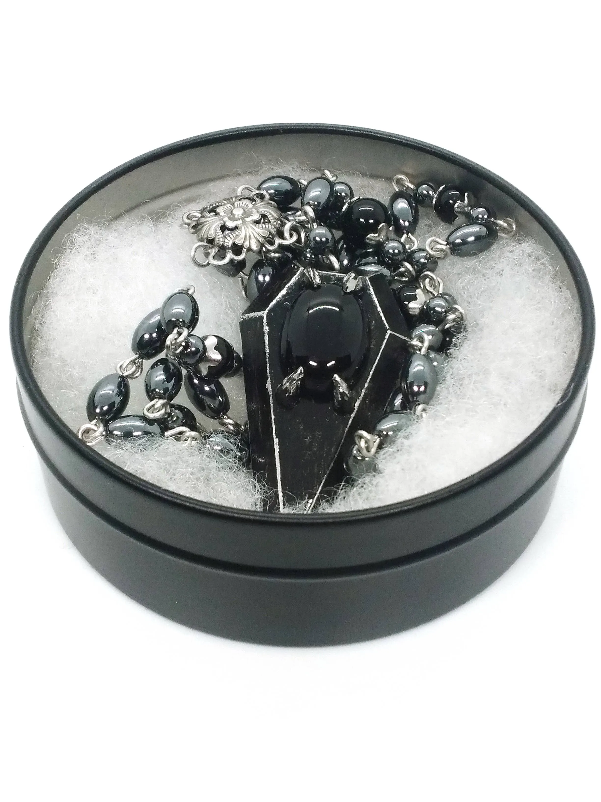 Shadowed Solace: Coffin Rosary with Onyx