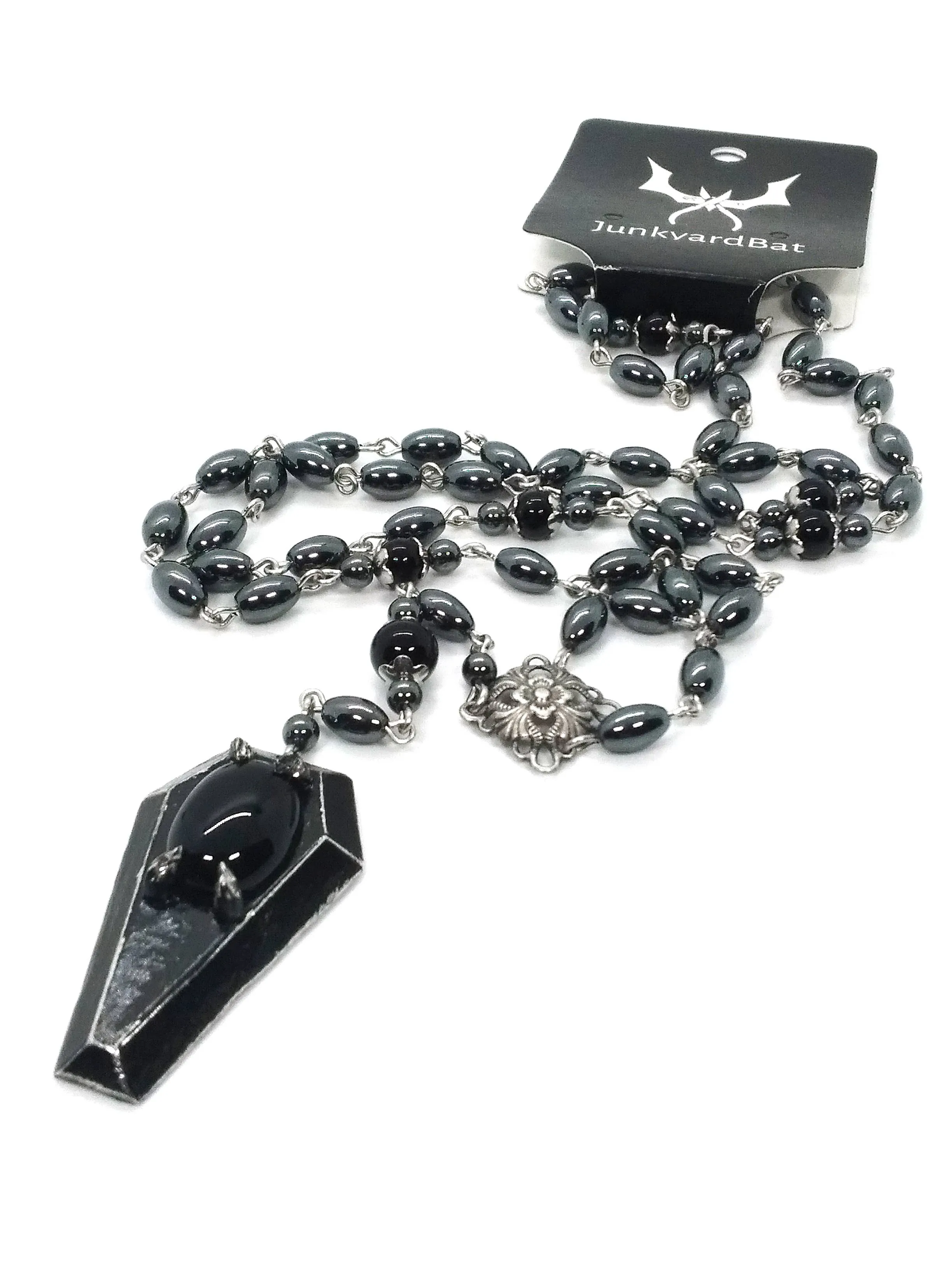 Shadowed Solace: Coffin Rosary with Onyx