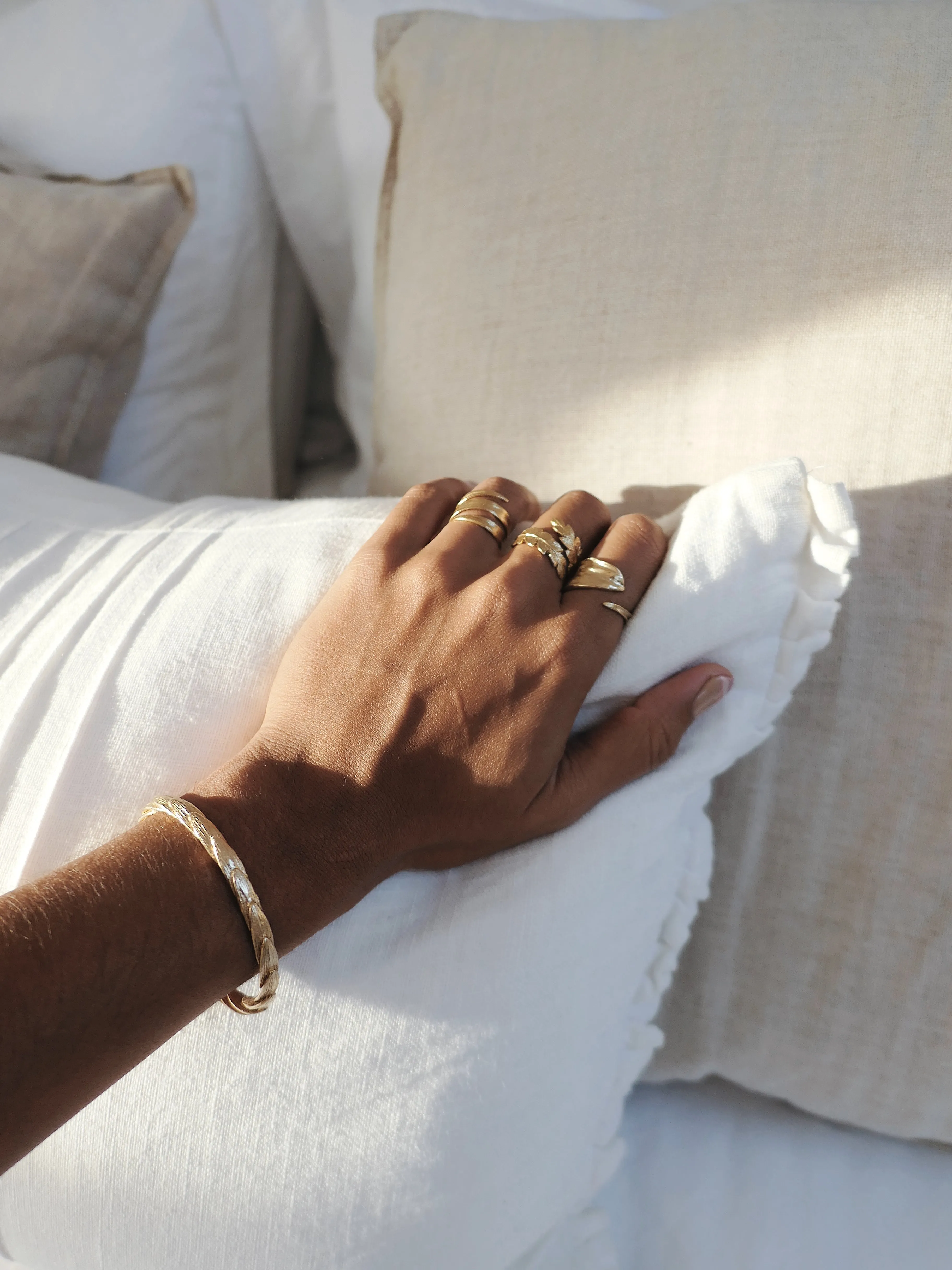 Silver Feathered Leaf Cuff