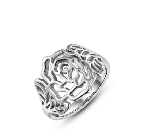 Silver Rose Shaped Ring