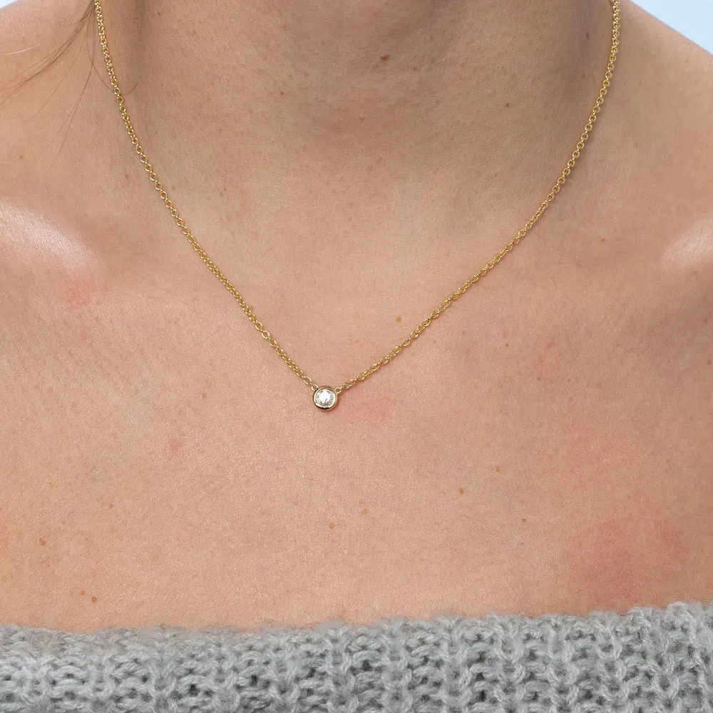 Solitaire Diamond Chain Necklace (0.25 ct.) Bezel Set in 14K Gold