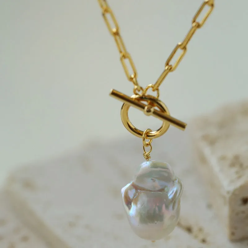 Square Chain OT Lock Baroque Pendant