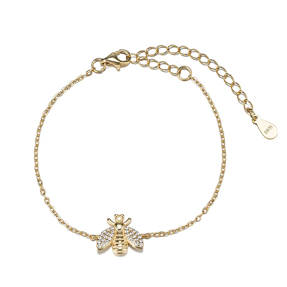 Sterling Silver CZ Bee Bracelet