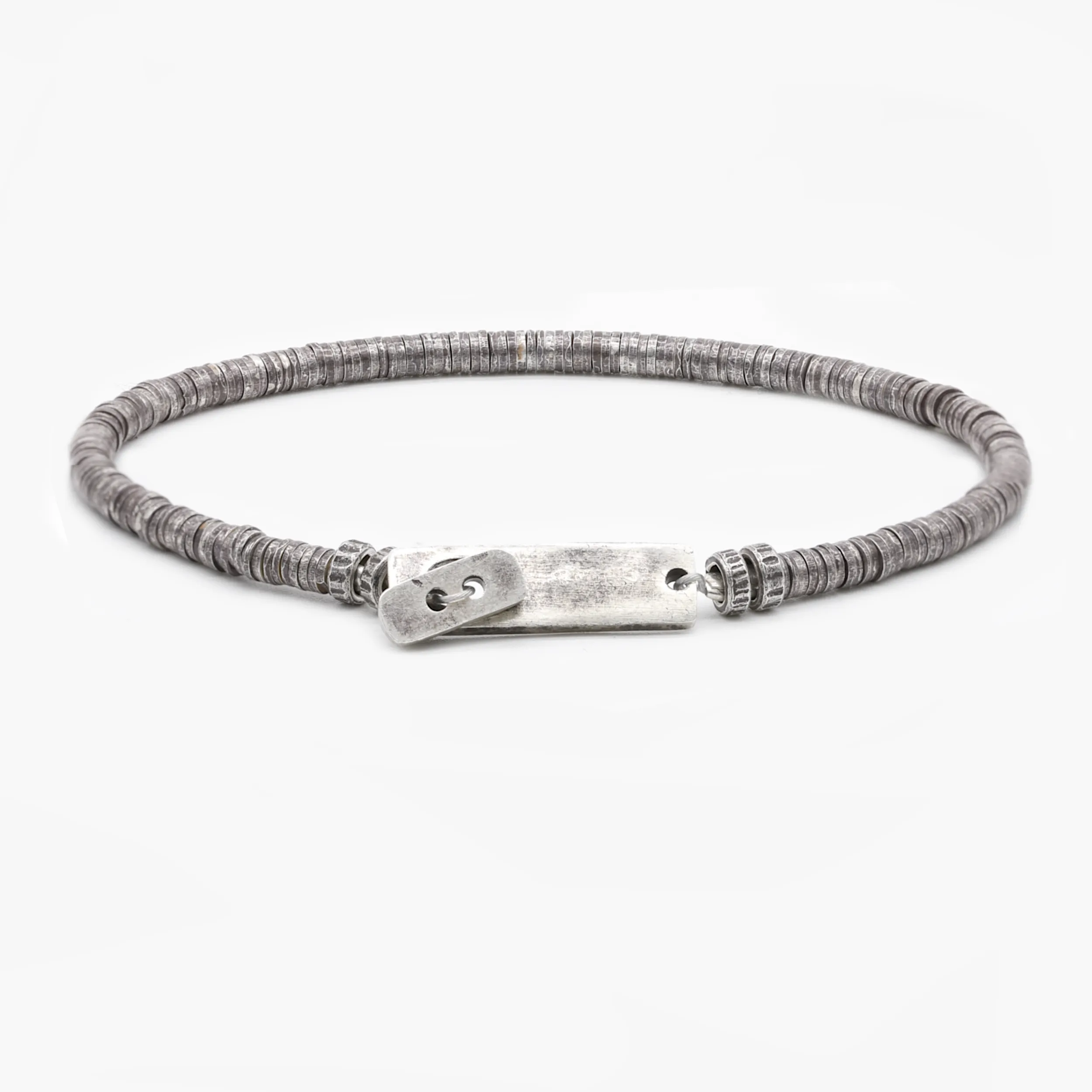 Sterling Silver Disc Beads "Ares" Bracelet