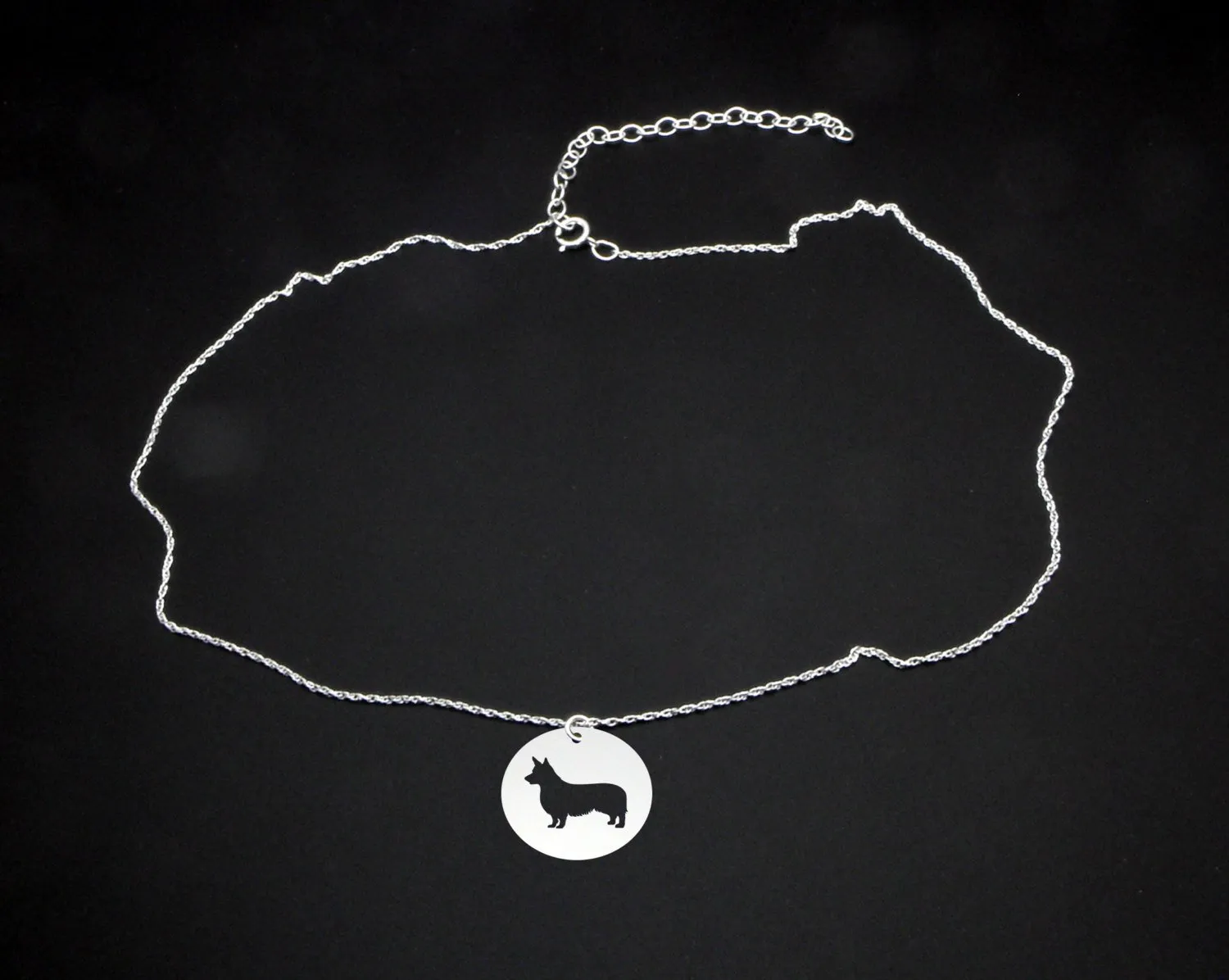 Sterling Silver Pembroke Corgi Cut-out Necklace