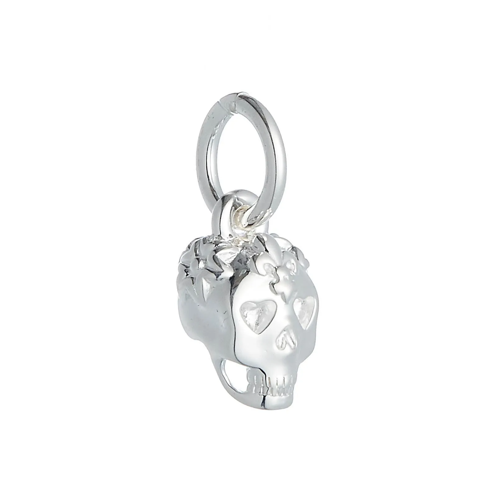 Sugar Skull Silver Charm