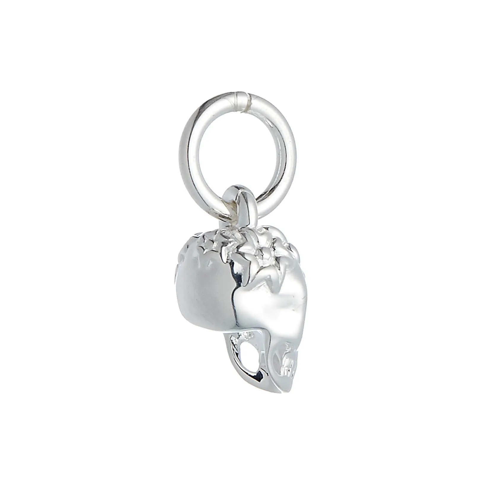 Sugar Skull Silver Charm