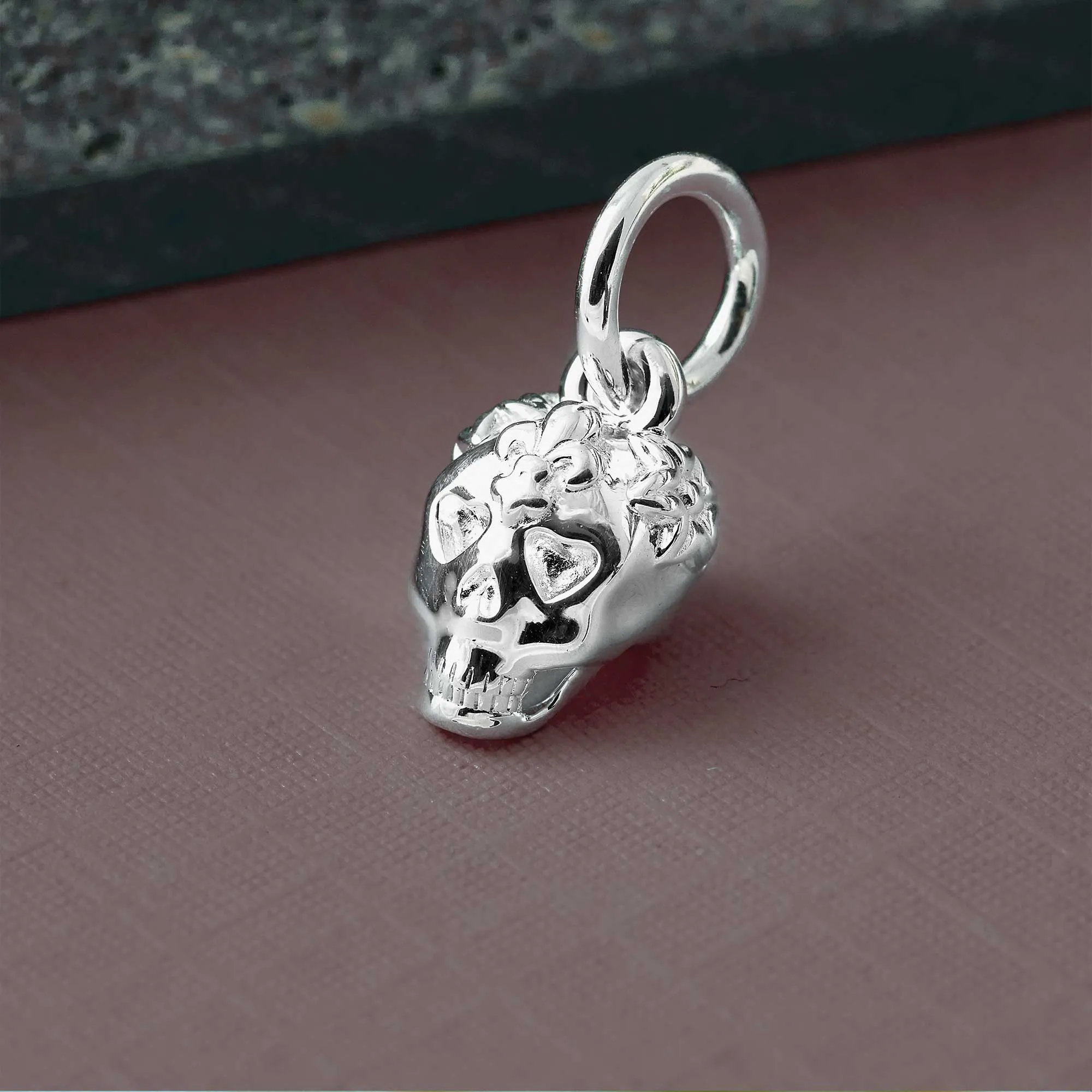 Sugar Skull Silver Charm