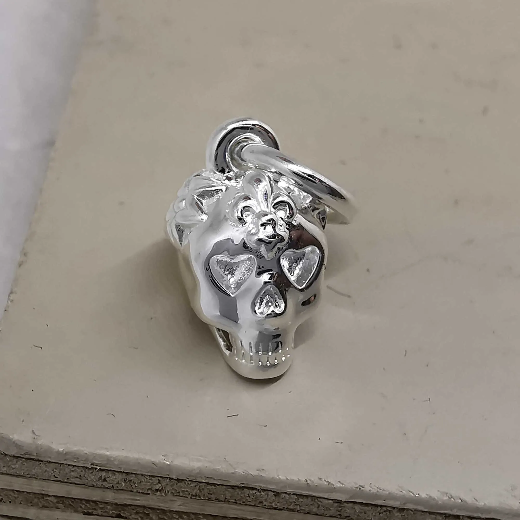 Sugar Skull Silver Charm