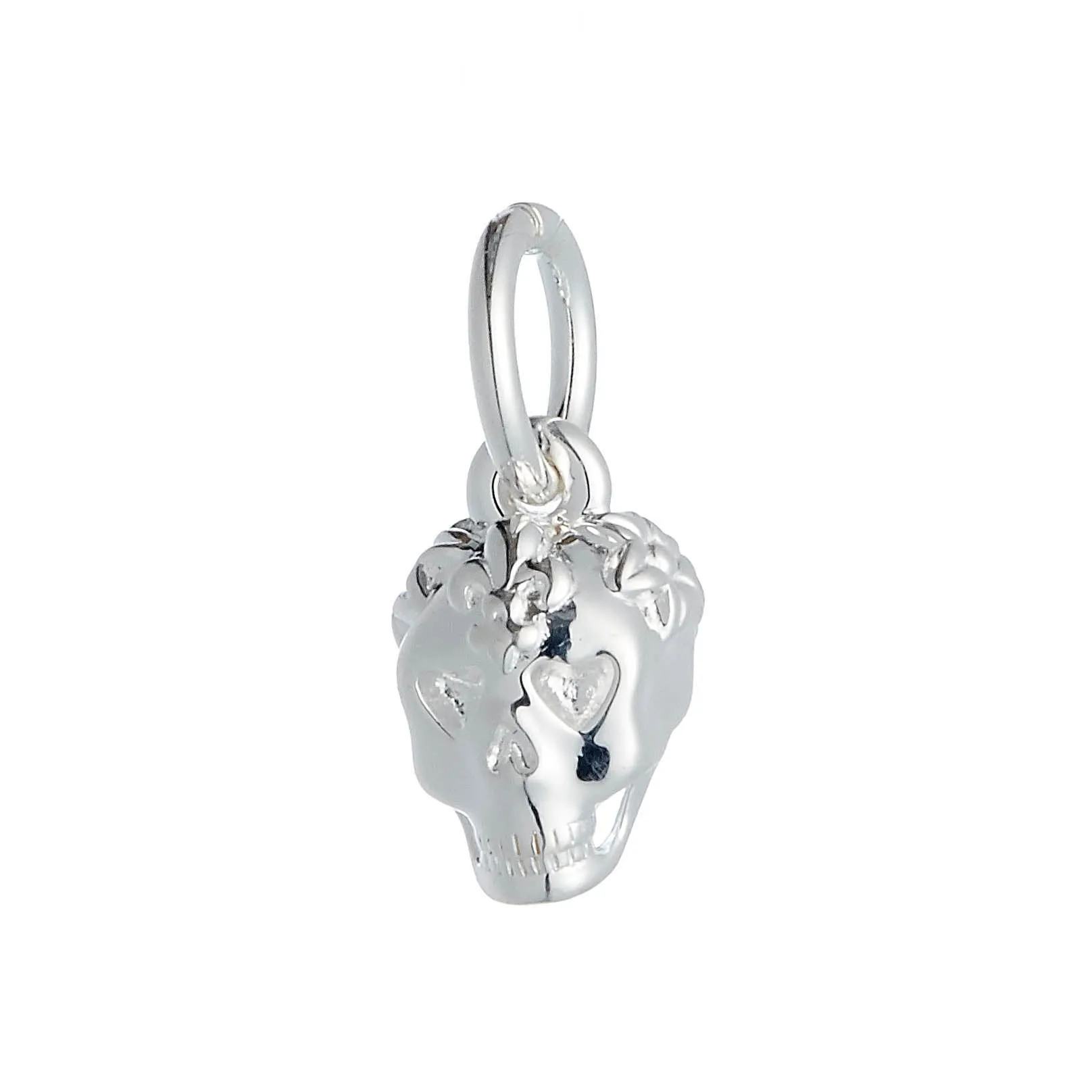 Sugar Skull Silver Charm