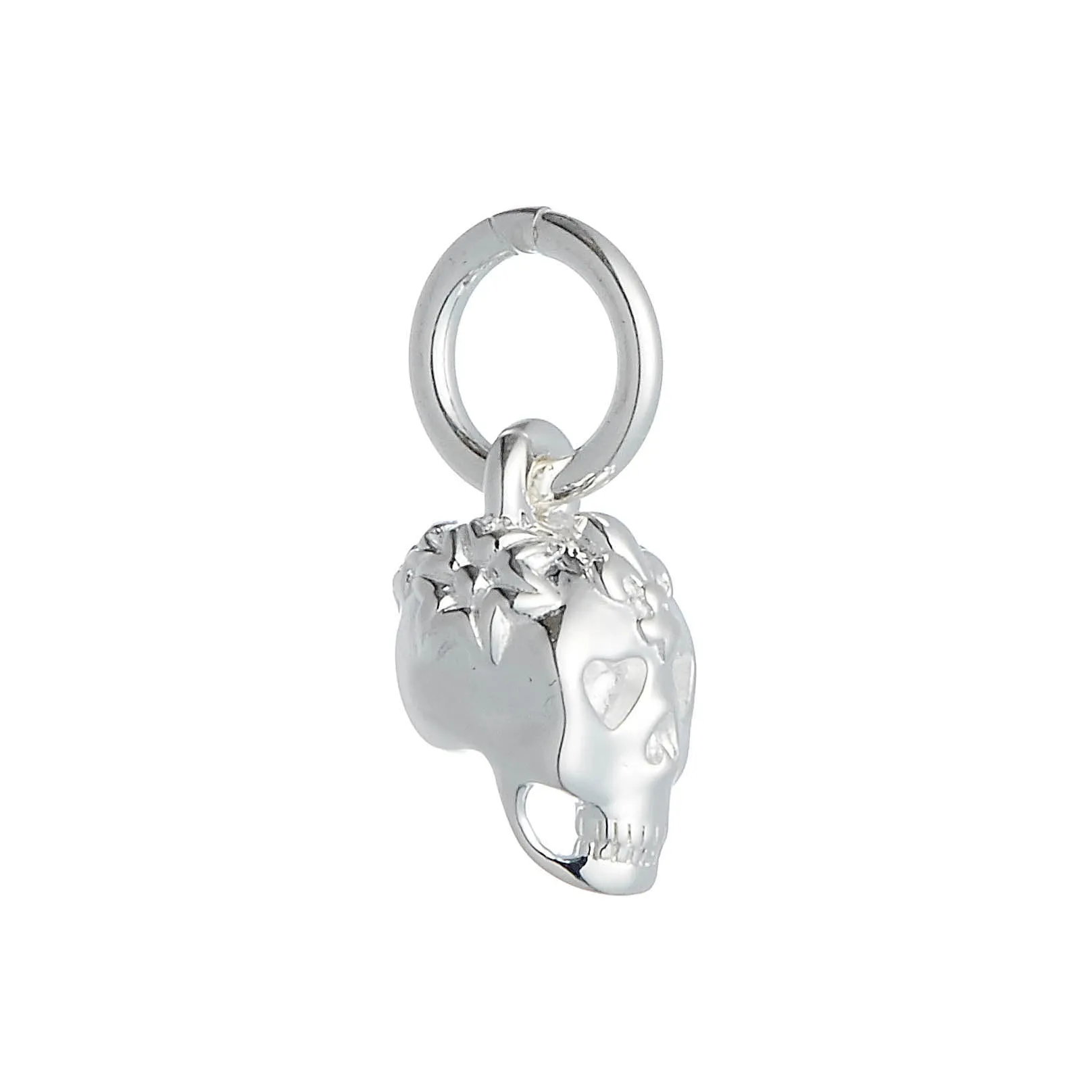 Sugar Skull Silver Charm