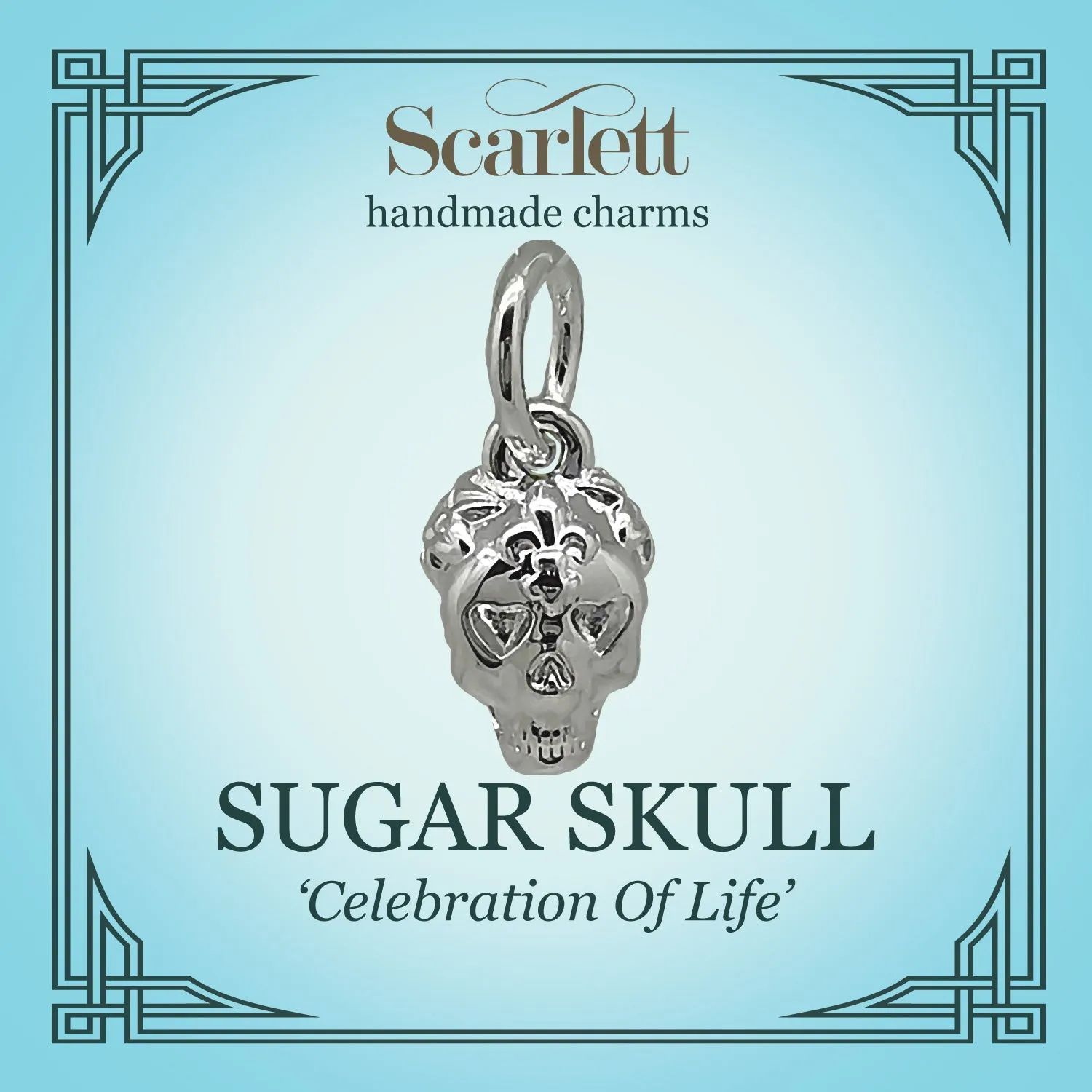 Sugar Skull Silver Charm