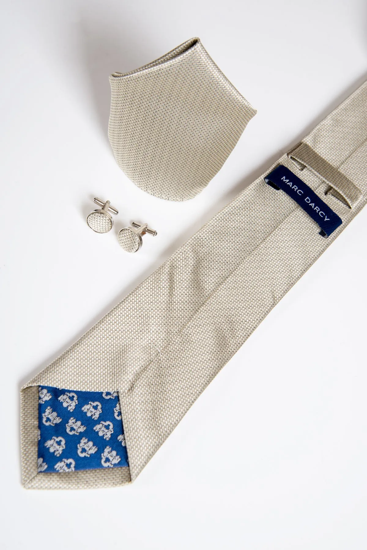 TB17 - Birdseye Tie and Pocket Square Set In Tan