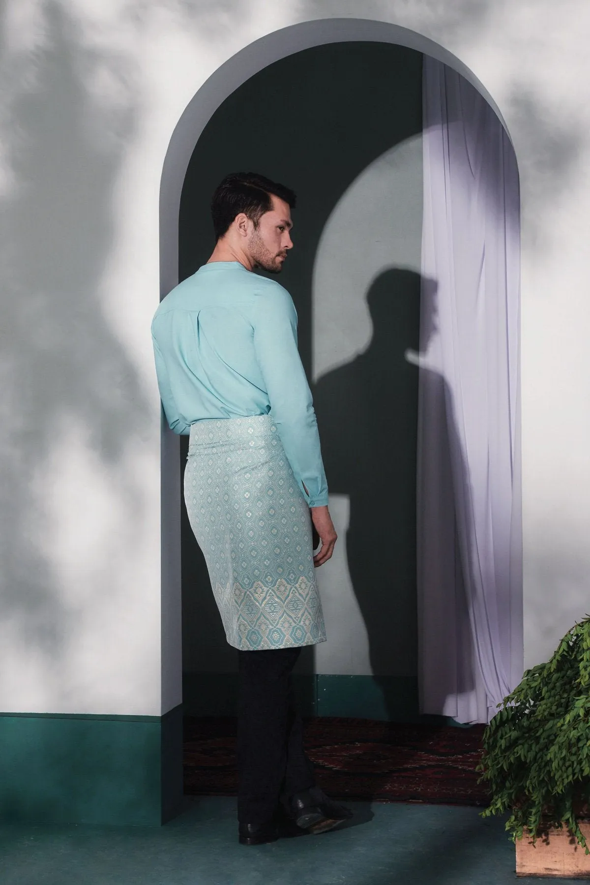 The Bayang Men Baju Melayu Top - Tiffany Blue