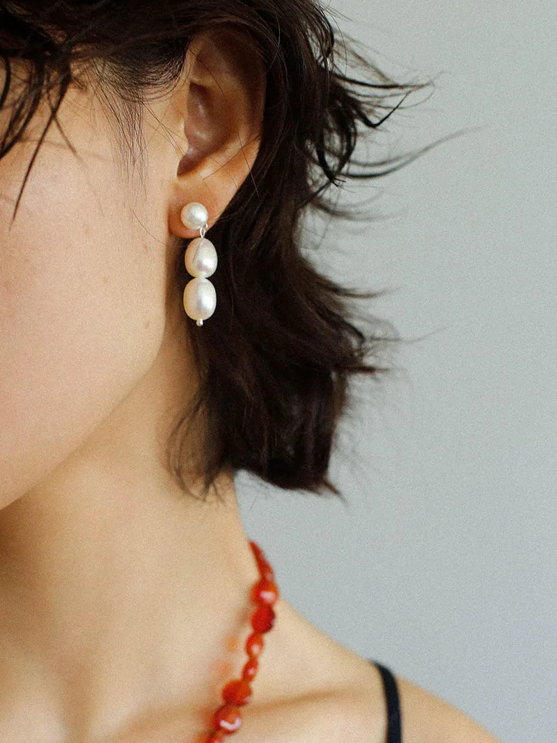 Three Freshwater Pearl Drop Earrings