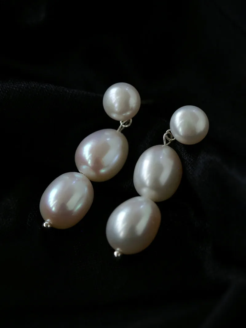 Three Freshwater Pearl Drop Earrings