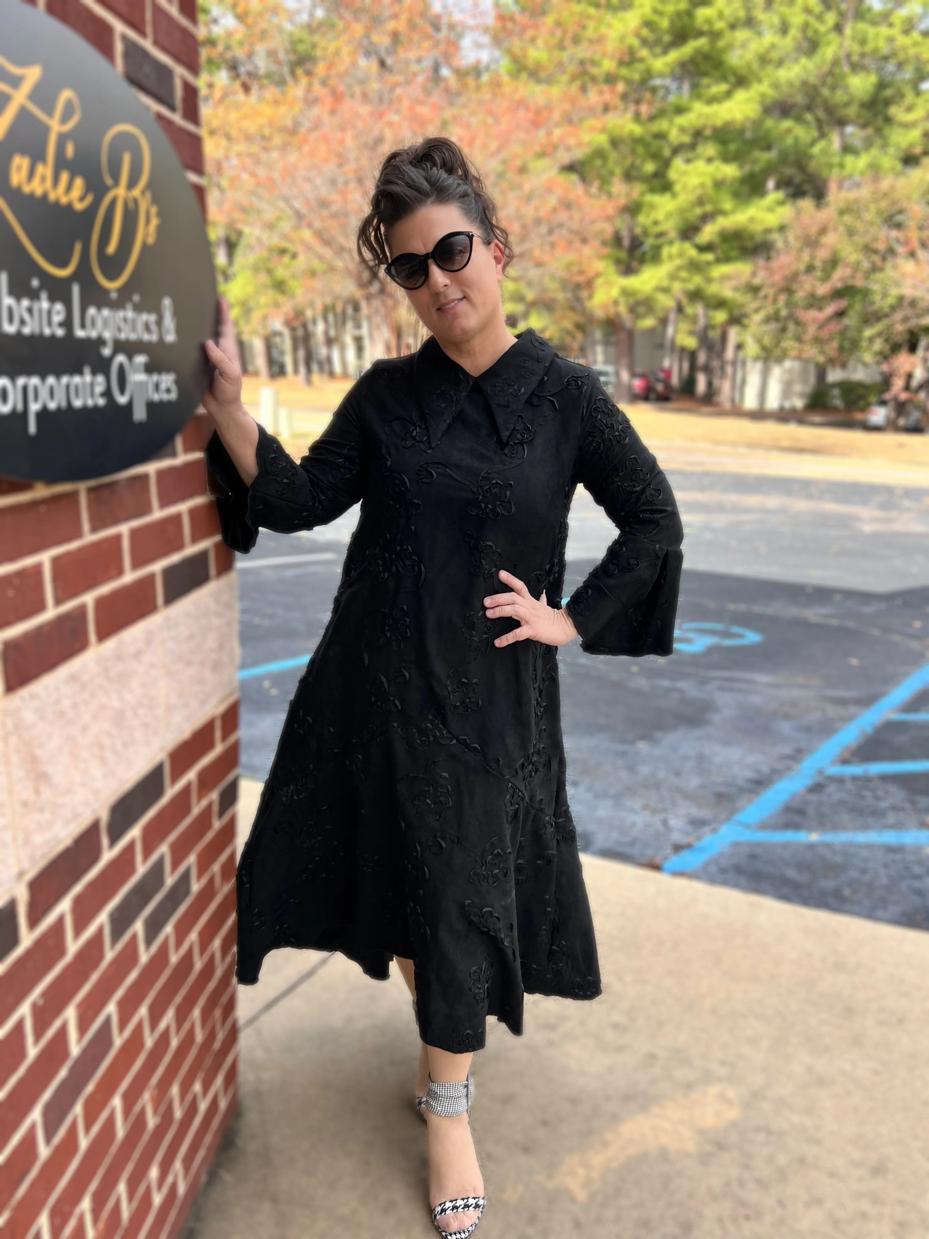 Tiffany Faux Suede Soutache Dress