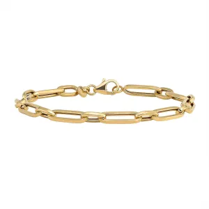 Yellow Gold Paperclip Link Charm Bracelet